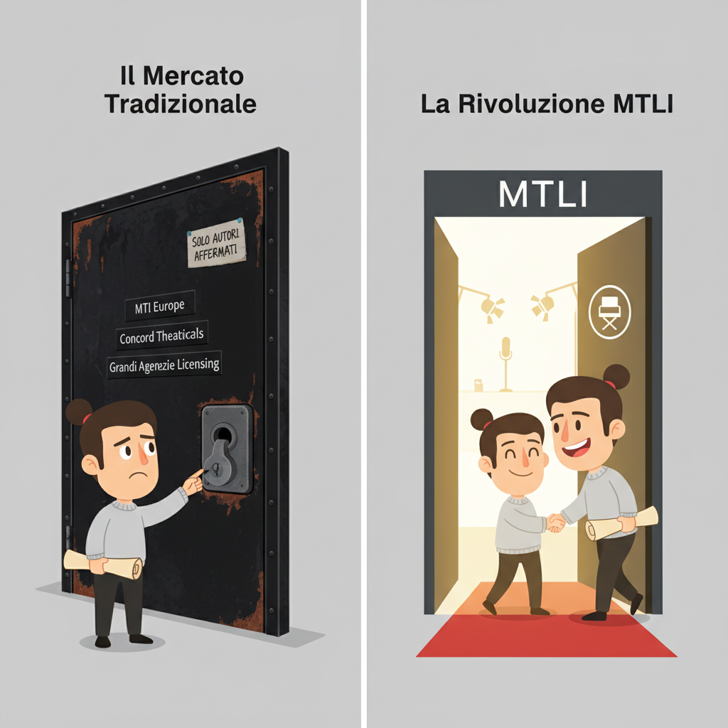 Il contrasto: Mercato Tradizionale (porta chiusa) vs MTLI (porta aperta)